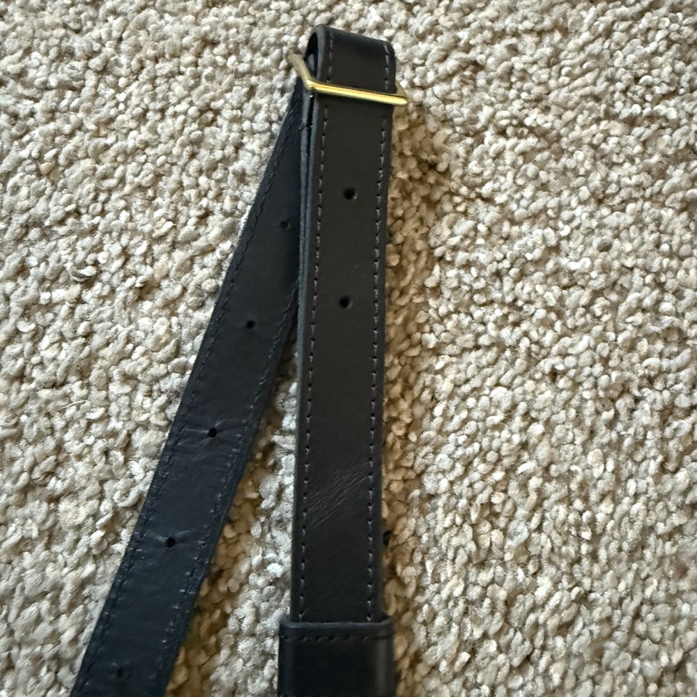 Black Leather Belt with Gold Buckle